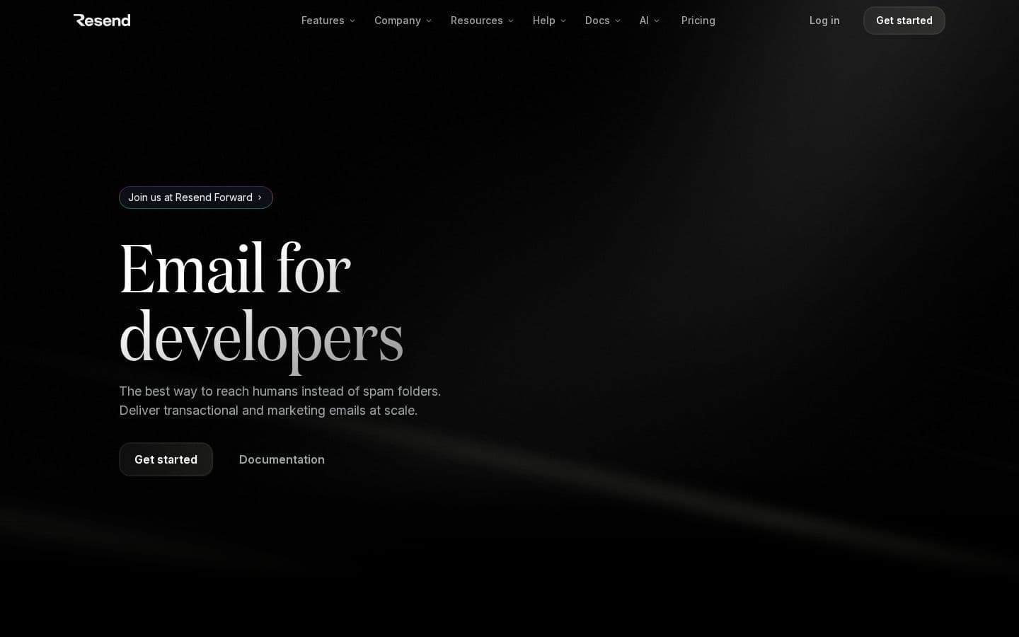 Resend landing page reviewed by The Jury