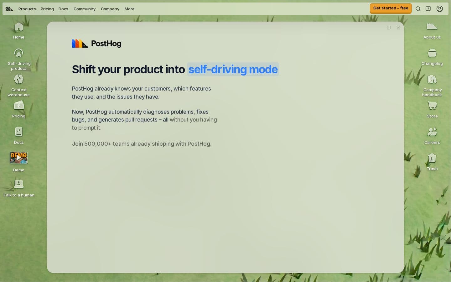 PostHog landing page reviewed by The Jury