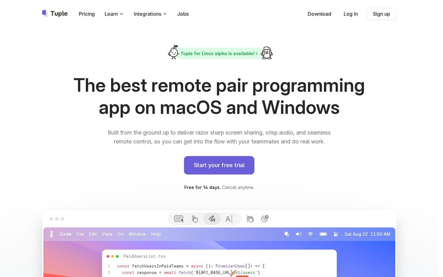 Tuple landing page reviewed by The Jury