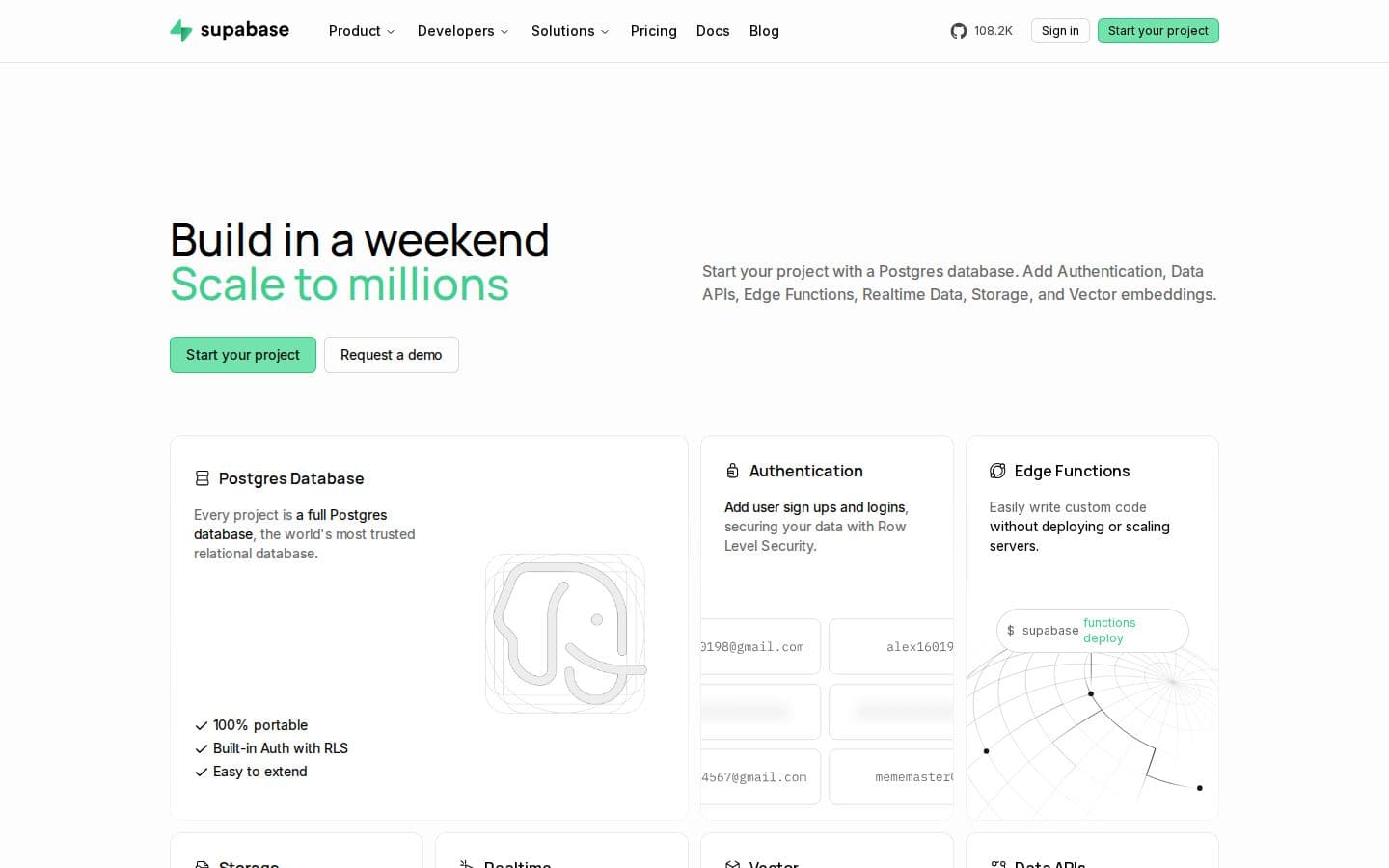 Supabase landing page reviewed by The Jury