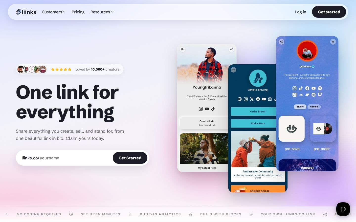 Liinks landing page reviewed by The Jury